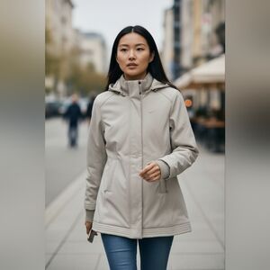 Nike Golf Off-White Hooded Jacket Women’s Medium M (8–10) Full Zip Winter‎ Coat